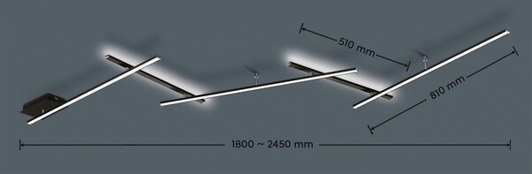 Матово черно LED затъмняващо се осветително тяло за таван 50x245 cm Indira – Trio