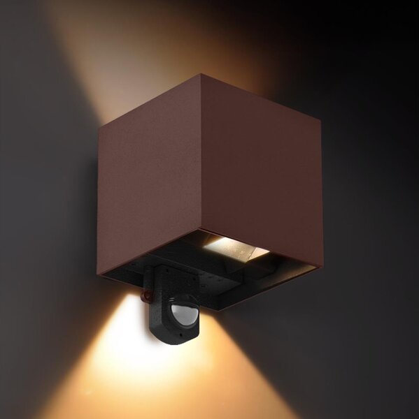 Brilagi - LED външно стенно осветително тяло със сензор CUBE LED/6W/230V, кафяво, IP65