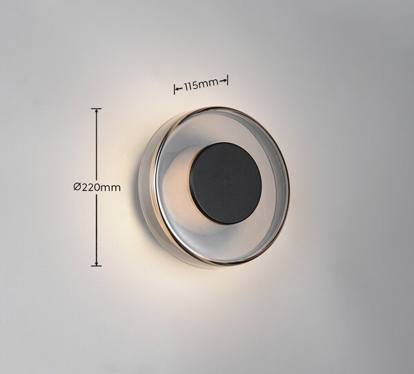 Матово черно LED затъмняваща се стенна лампа ø 22 cm Celeste – Trio