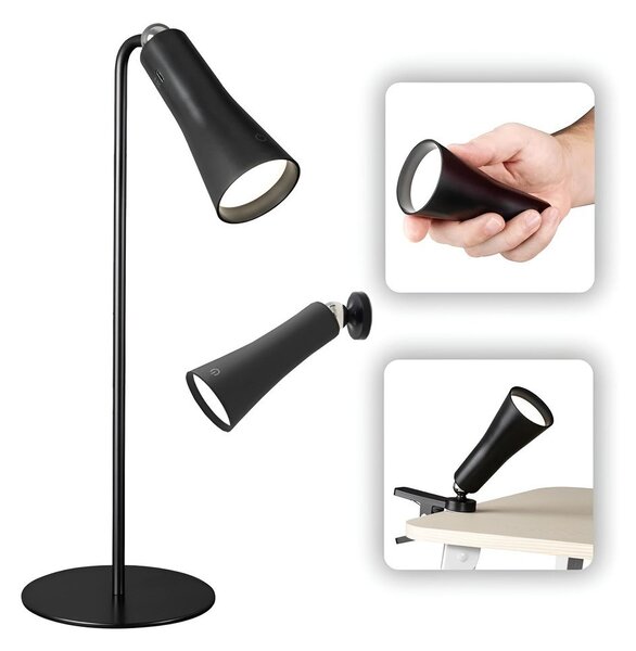Матово черно метална LED настолна лампа (височина 36 cm) Maxi – Reality
