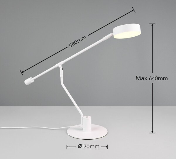 LED настолна лампа с огъваща се структура в матово бял цвят (височина 64 cm) Manduro – Trio