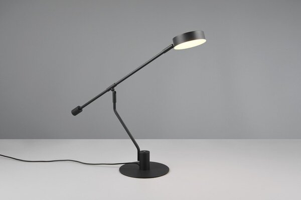 Матово черно LED настолна лампа с огъваща се структура (височина 64 cm) Manduro – Trio