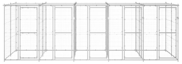 VidaXL Външна клетка за куче с покрив, поцинкована стомана, 12,1 м²
