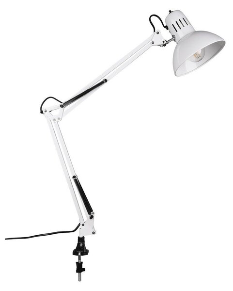 Бяла настолна лампа с огъваща се структура/с клипс (височина 73,5 cm) Tajo – Trio