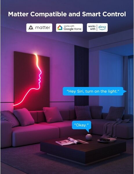 Govee - Neon 2 MATTER гъвкава LED лента 3m RGBIC Wi-Fi