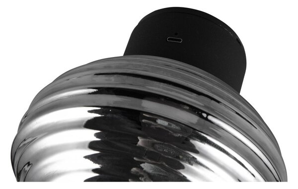 Тъмносива стъклена LED стенна лампа с USB ø 15,5 cm Earl – Reality