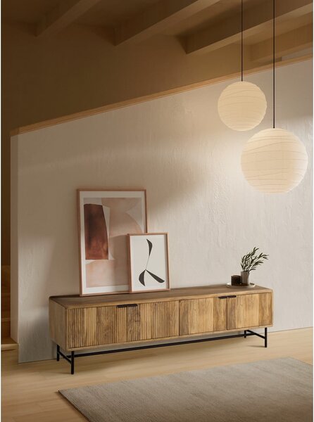 Маса за телевизор от масивно манго в естествен цвят 190x50x40 cm Mundra – MOME