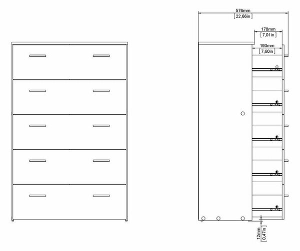 Бял висок скрин 74x115 cm Space – Tvilum