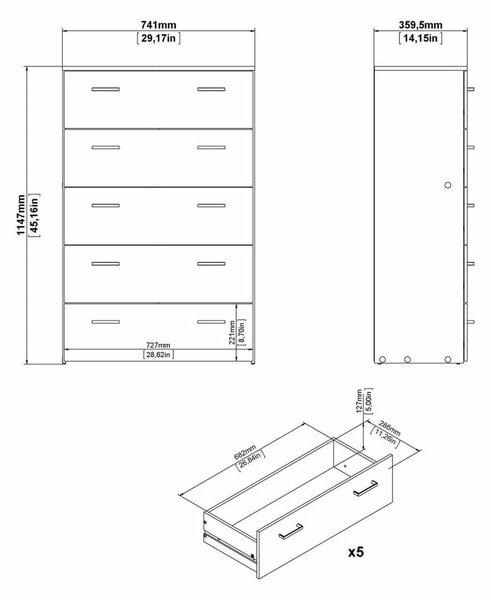 Бял висок скрин 74x115 cm Space – Tvilum