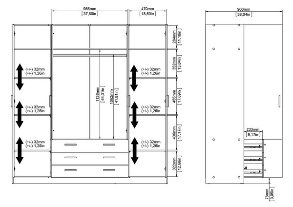 Тъмносив гардероб 196x200 cm Sprint – Tvilum