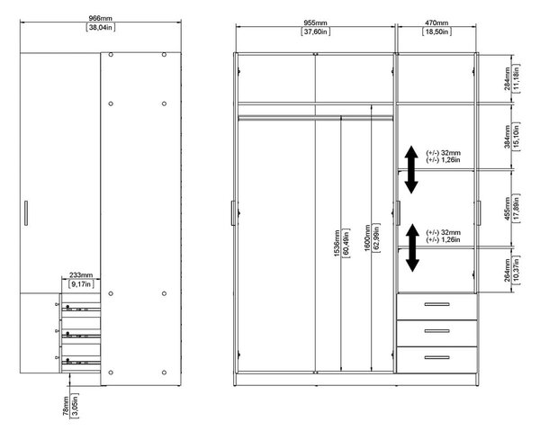 Тъмносив гардероб 147x200 cm Sprint – Tvilum