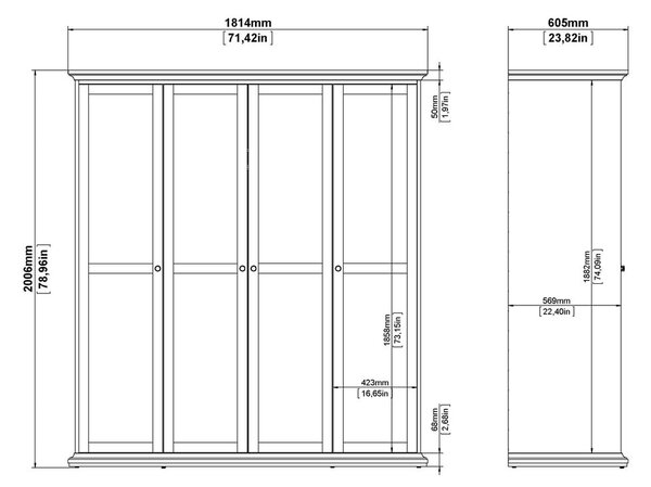 Бял гардероб 181x201 cm Paris – Tvilum