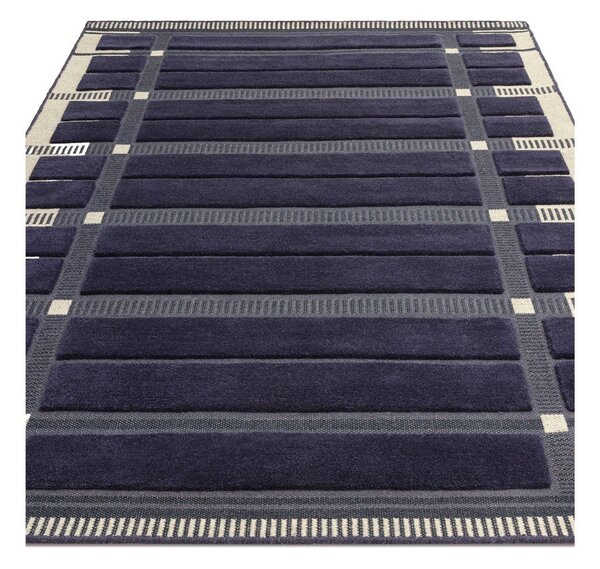 Тъмносин/бежов ръчно изработен вълнен килим 120x170 cm – Asiatic Carpets