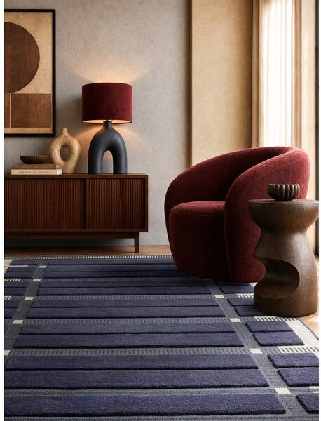 Тъмносин/бежов ръчно изработен вълнен килим 120x170 cm – Asiatic Carpets