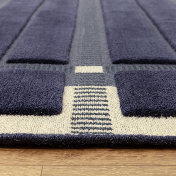 Тъмносин/бежов ръчно изработен вълнен килим 120x170 cm – Asiatic Carpets