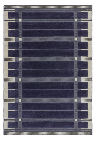 Тъмносин/бежов ръчно изработен вълнен килим 120x170 cm – Asiatic Carpets
