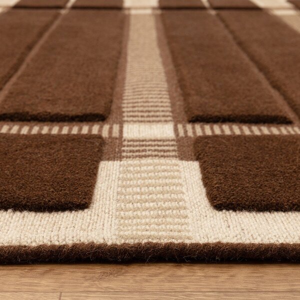 Кафяв/бежов ръчно изработен вълнен килим 120x170 cm – Asiatic Carpets