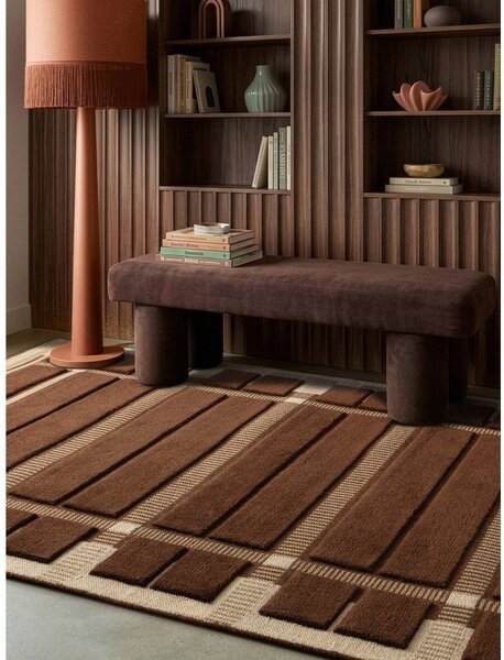 Кафяв/бежов ръчно изработен вълнен килим 120x170 cm – Asiatic Carpets