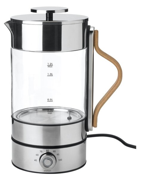 Стъклена електрическа кана в сребрист цвят 1,2 l Emma – Stelton