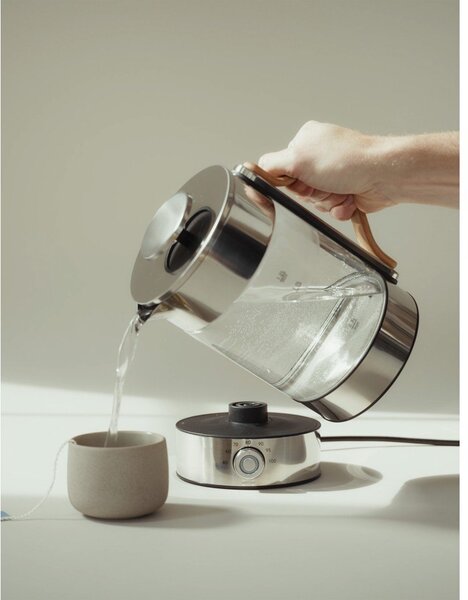 Стъклена електрическа кана в сребрист цвят 1,2 l Emma – Stelton