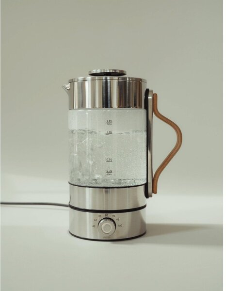 Стъклена електрическа кана в сребрист цвят 1,2 l Emma – Stelton