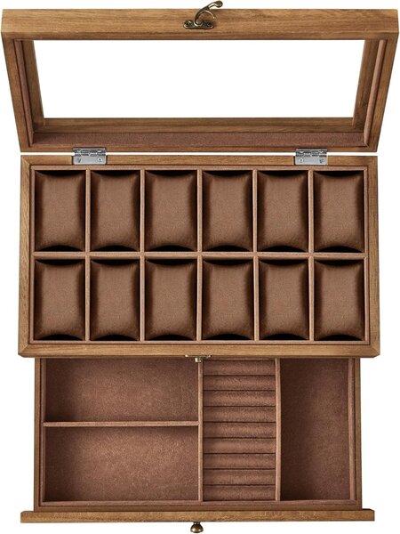 Кутия за часовници Songmics 19 x 34 x 12.5 см JOW012K01 Кафяв