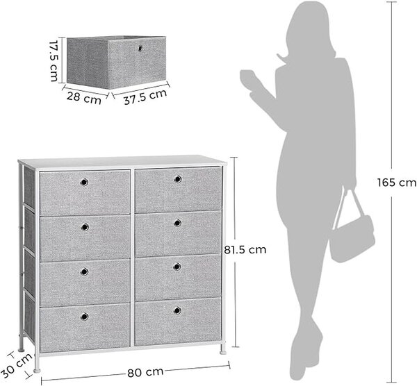 Шкаф за съхранение Songmics Сив-Бял 30 x 80 x 81.5 см