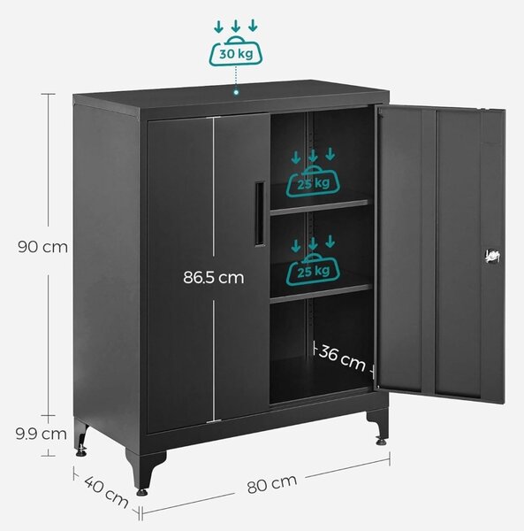 Метален шкаф за съхранение Songmics Сив 80 x 40 x 180 см