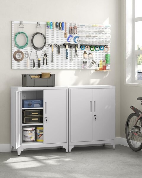 Метален шкаф за съхранение Songmics Сив 40 x 80 x 90 см