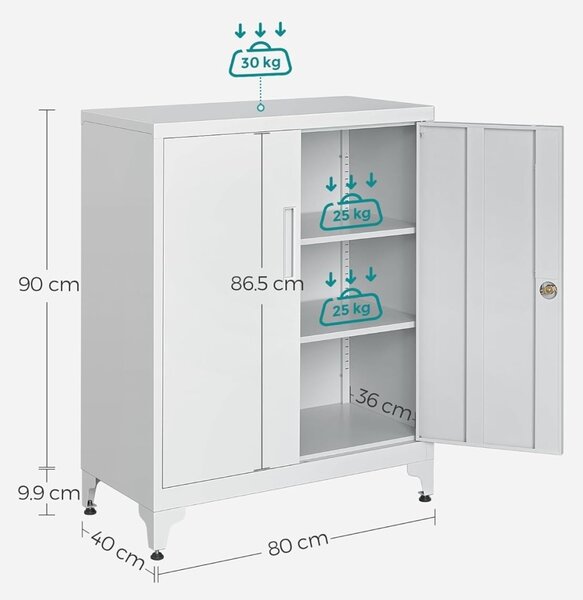 Метален шкаф за съхранение Songmics Сив 40 x 80 x 90 см