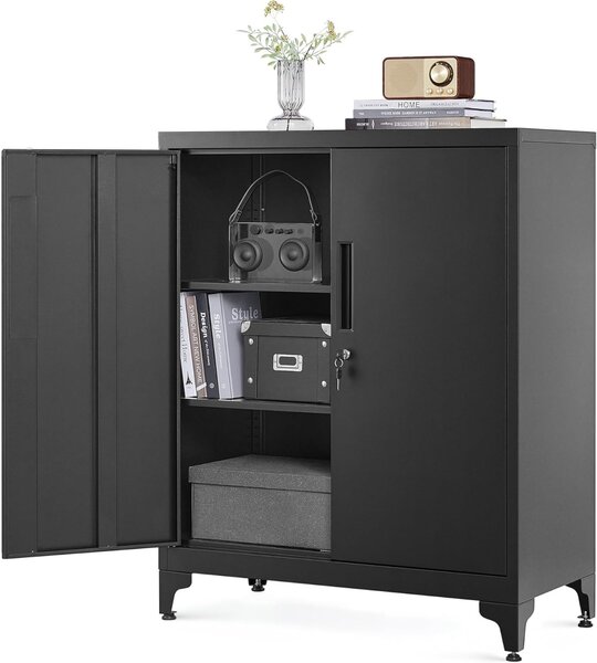 Метален шкаф за съхранение Songmics Сив 80 x 40 x 180 см