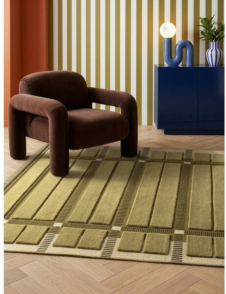 Зелен/бежов ръчно изработен вълнен килим 120x170 cm – Asiatic Carpets