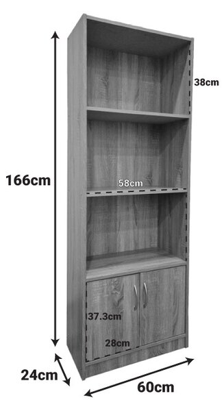 Библиотека Tekaro Бял 60x29x166 см