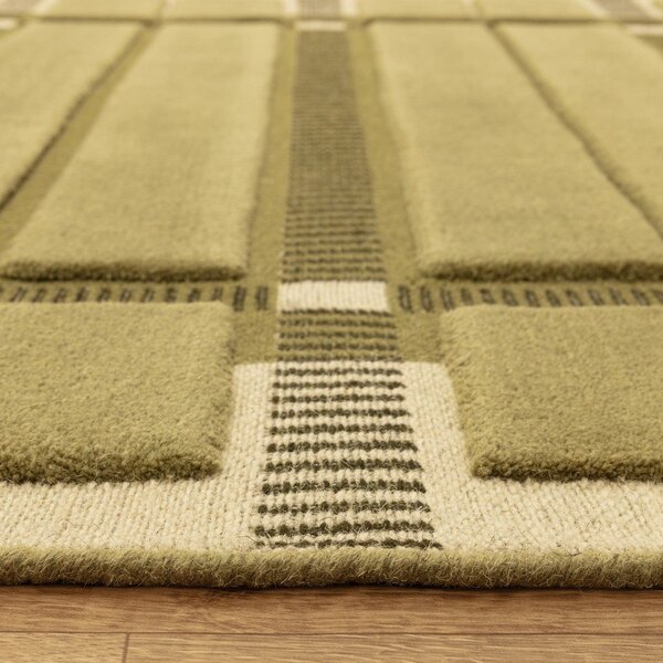 Зелен/бежов ръчно изработен вълнен килим 120x170 cm – Asiatic Carpets