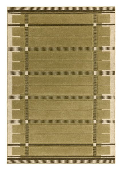 Зелен/бежов ръчно изработен вълнен килим 120x170 cm – Asiatic Carpets