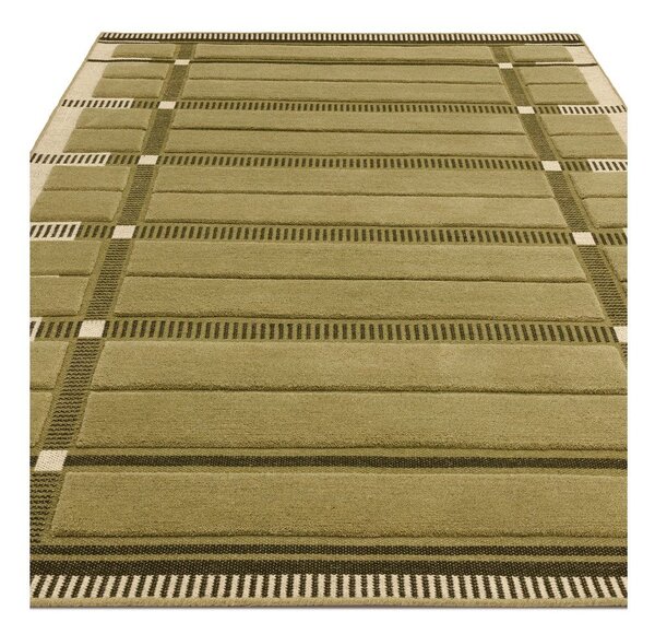 Зелен/бежов ръчно изработен вълнен килим 120x170 cm – Asiatic Carpets