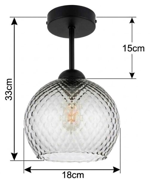 BRILAGI - LED повърхностно монтиран полилей R GLASS 1xE27/60W/230V диам. 18 см черен/димно сив