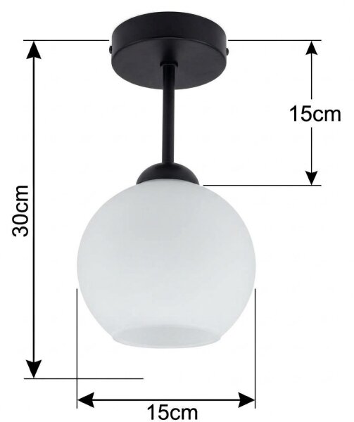 BRILAGI - LED повърхностно монтиран полилей RETRO GLASS 1xE27/60W/230V Ø 15 см черен/бял