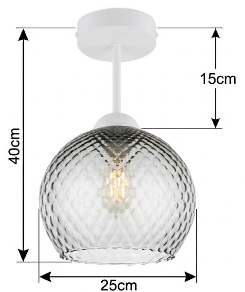 BRILAGI - LED плафон R GLASS 1xE27/60W/230V Ø 25 cm бял/димно сив