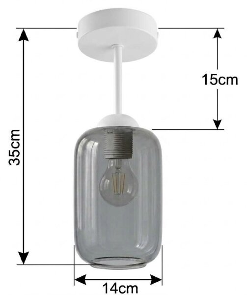 BRILAGI - LED плафон R GLASS 1xE27/60W/230V Ø 14 см бял/димно сив