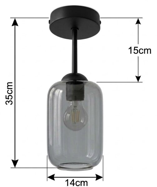 BRILAGI - LED пристъпен полилей R GLASS 1xE27/60W/230V Ø 14 см черен/димно сив