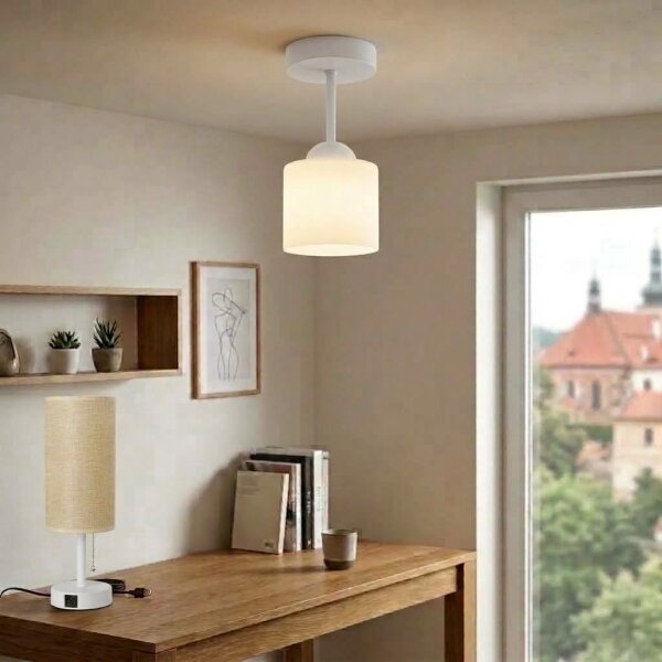 BRILAGI - LED лустра за повърхностен монтаж RETRO GLASS 1xE27/60W/230V Ø 10 см бяла
