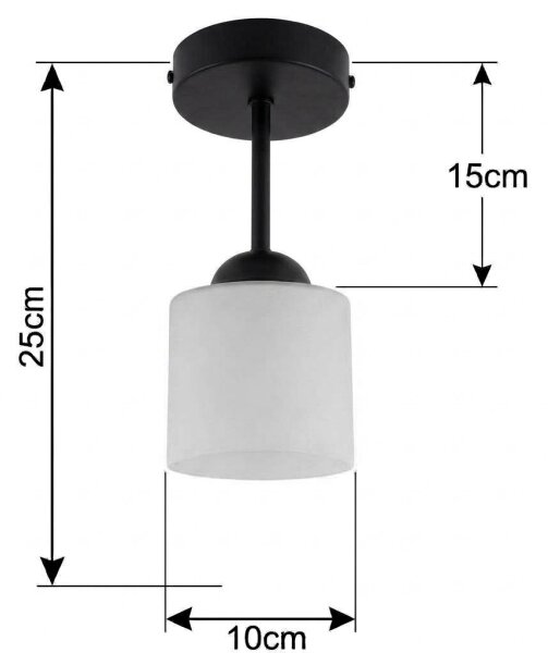 BRILAGI - LED плафон RETRO GLASS 1xE27/60W/230V Ø 10 cm черен/бял