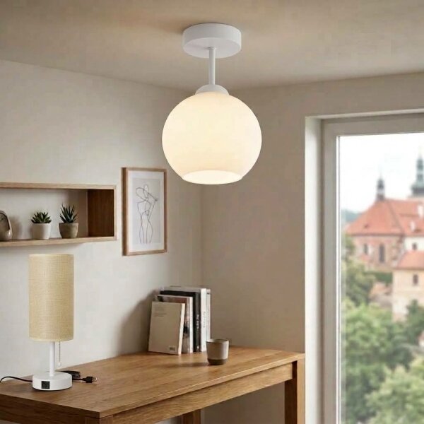 BRILAGI - LED полилей RETRO GLASS 1xE27/60W/230V Ø 15 см бял
