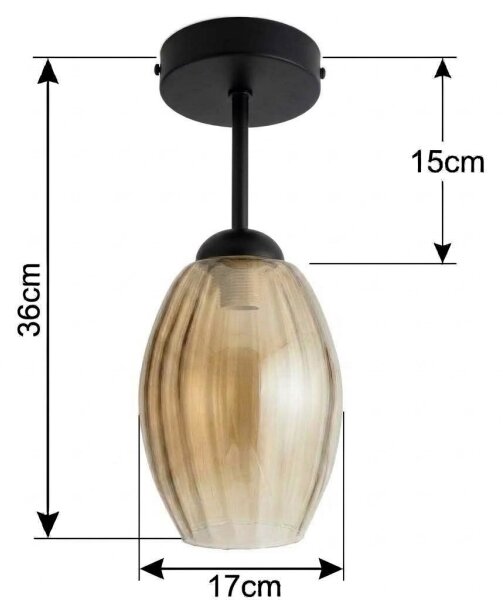 BRILAGI - LED повърхностно монтиран полилей R GLASS 1xE27/60W/230V Ø 17 см черен/димно бежов