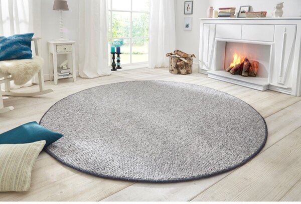 Сив кръгъл килим ø 200 cm Wolly – BT Carpet
