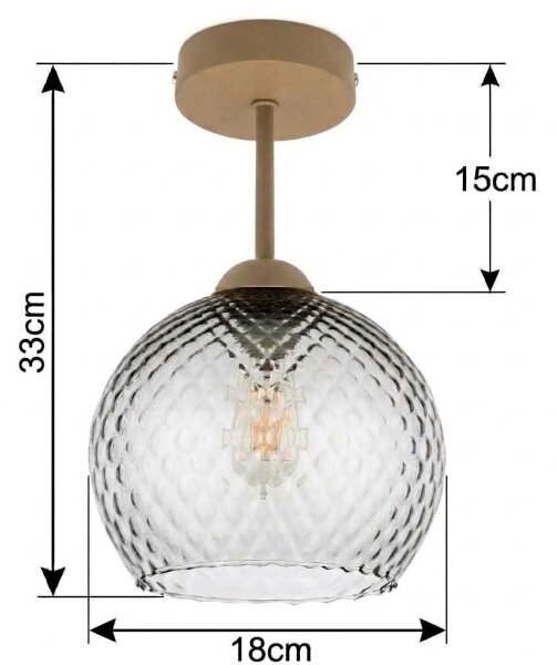 BRILAGI - LED плафон R GLASS 1xE27/60W/230V Ø 18 cm бежово/димно сиво