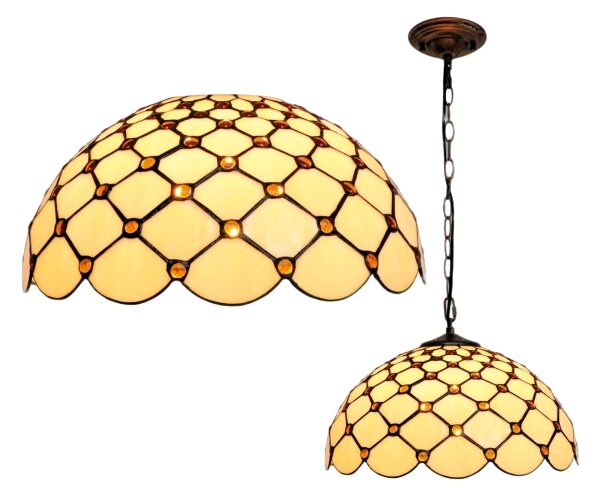 BRILAGI - Tiffany витражен полилей на верига IVORY SMOOTH 1xE27/60W/230V Ø40 cm