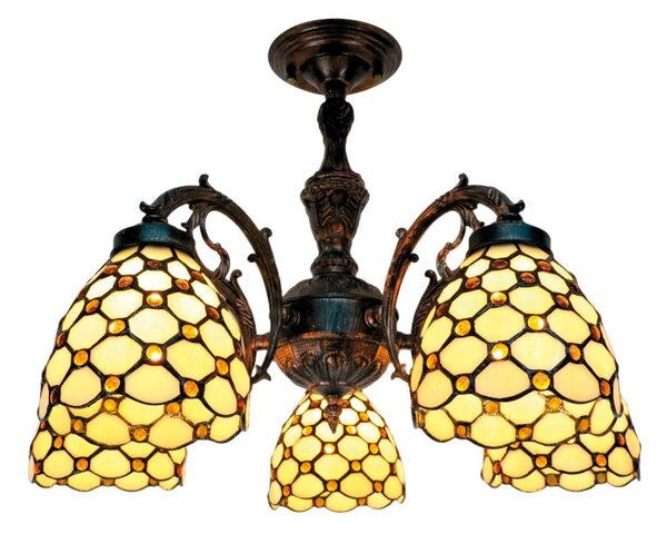 BRILAGI - Tiffany витражен полилей за таванно монтиране IVORY SMOOTH 5xE27/60W/230V pr.60 cm