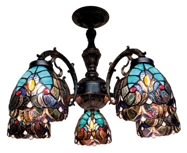 BRILAGI - Tiffany витражен полилей CORAL 5xE27/60W/230V Ø 60 cm